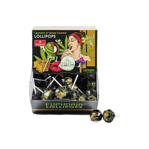Euphoria Cannabis + Salted Caramel Lollipops with Bubble Gum - Big Pack 25g x 100pcs-CBD Products-Euphoria-CBD Palace