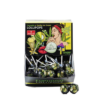 Euphoria Cannabis + Vanilla Ice Cream Lollipops with Bubble Gum - Big Pack 25g x 100pcs-CBD Products-Euphoria-CBD Palace